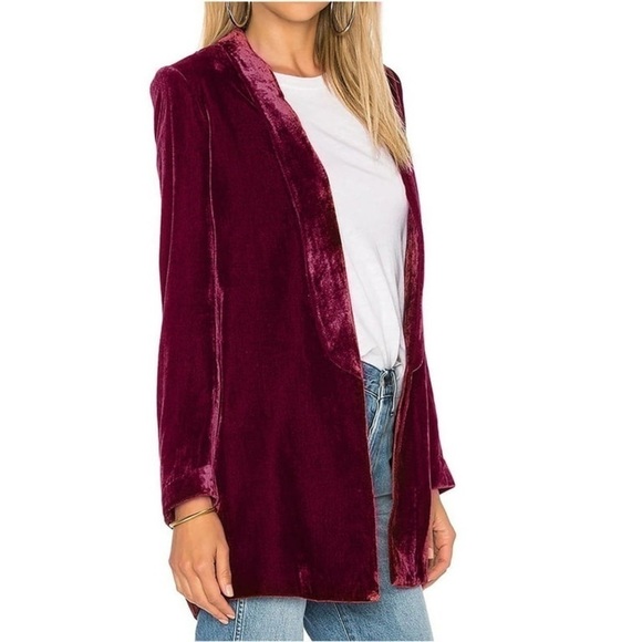NWT. Futurino Large Burgundy Velvet Open Front Jacket. - Picture 8 of 15
